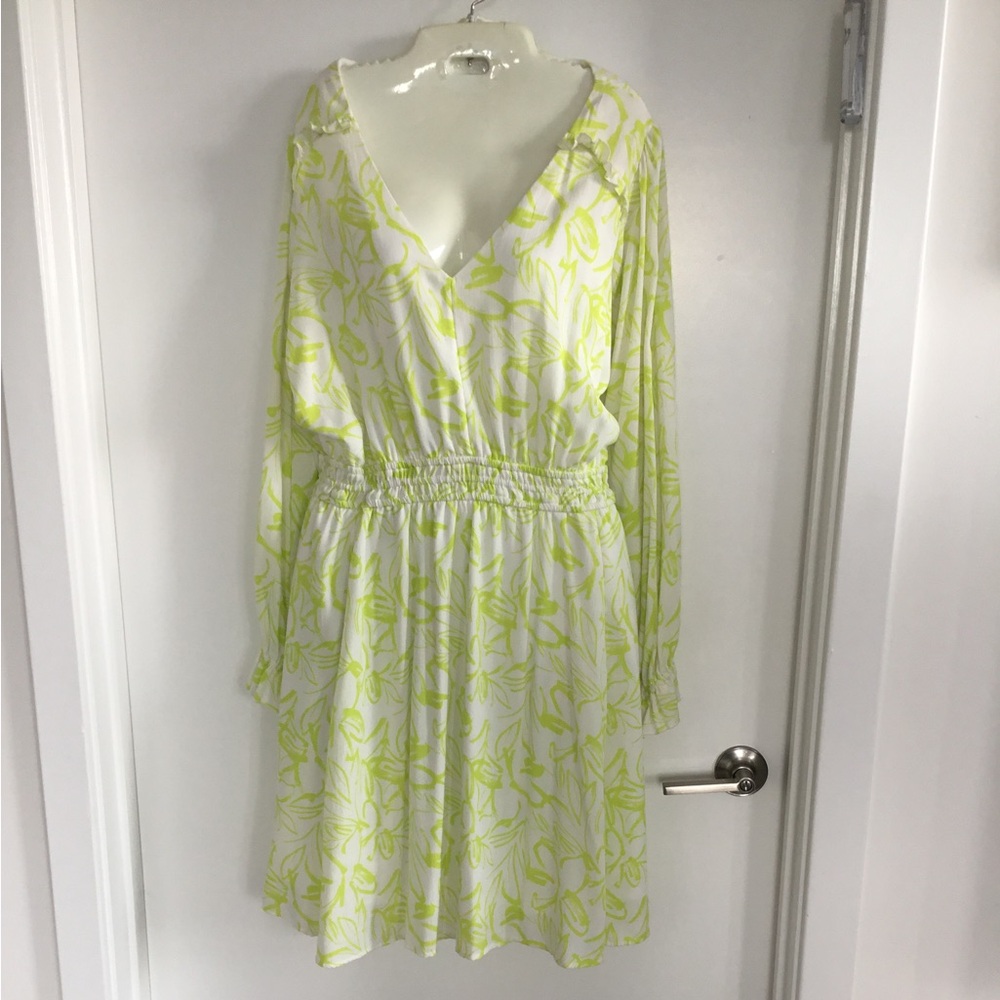 White and Lime Green Floral Dress Torrid